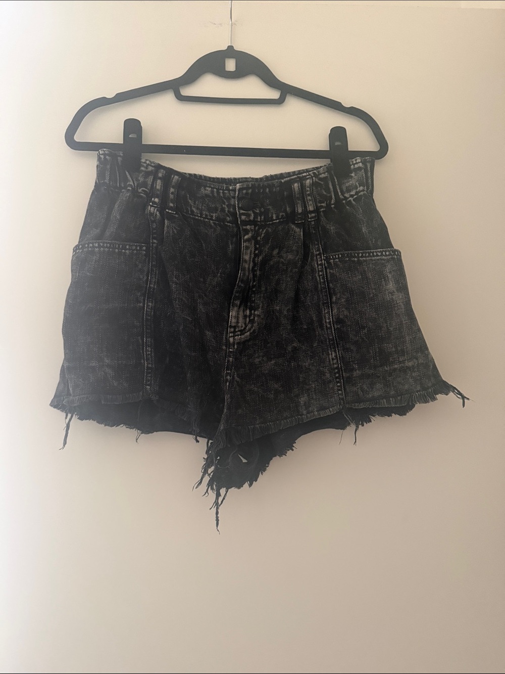 We the free black washed denim shorts